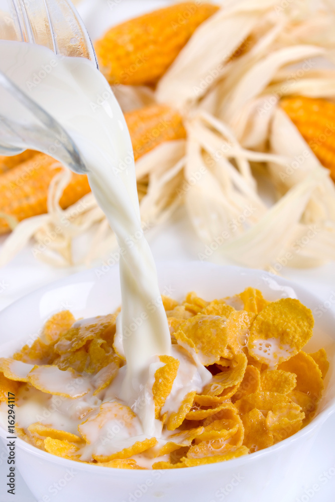 Corn flakes served for breakfast Corn flakes served for breakfast