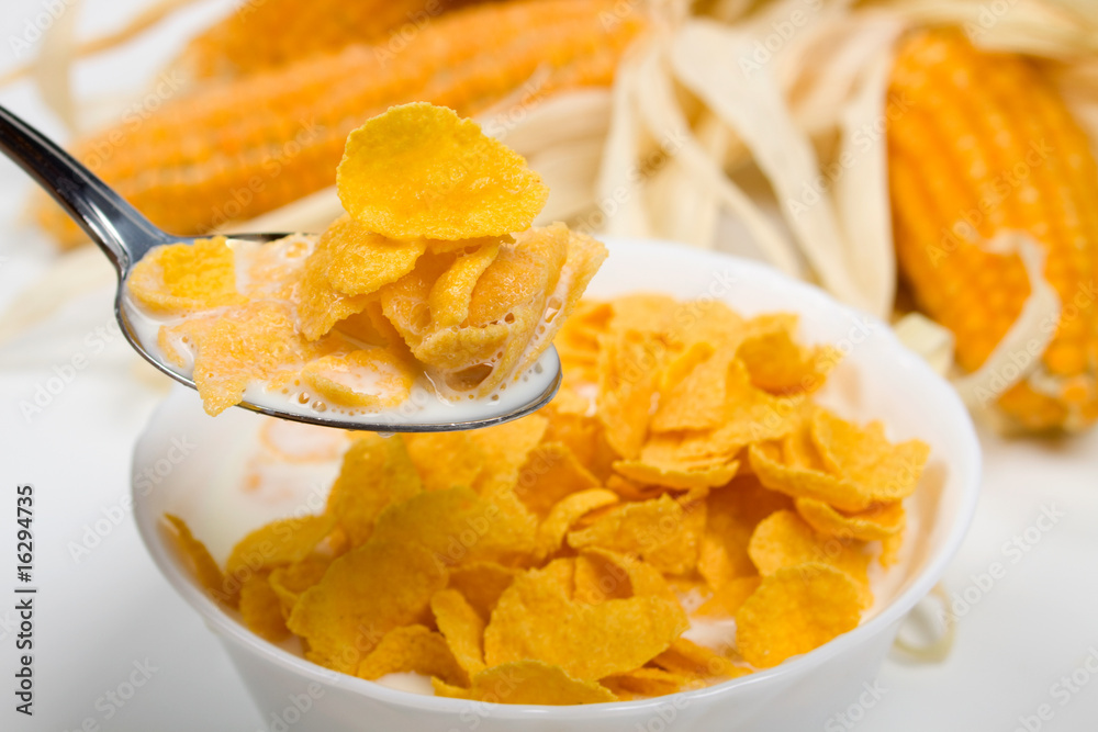 Corn cereals served for breakfast Corn cereals served for breakfast