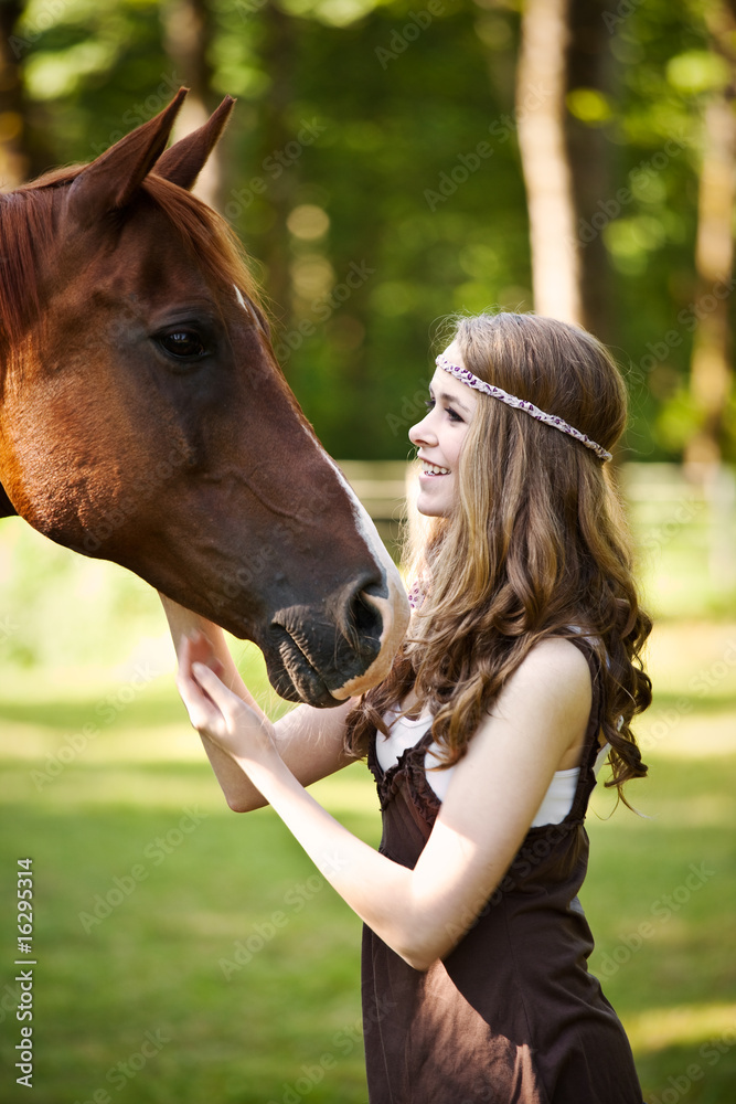 Fototapeta premium Girl with horse
