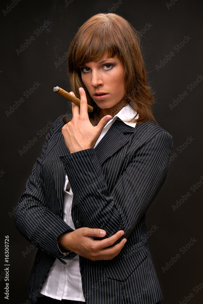 Fototapeta premium Woman with Cigar