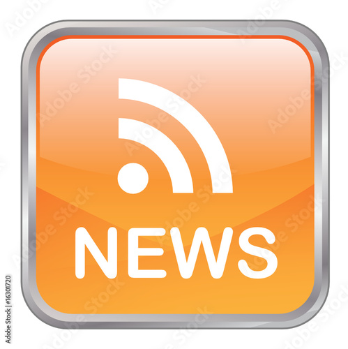Square vector "NEWS" button (orange)