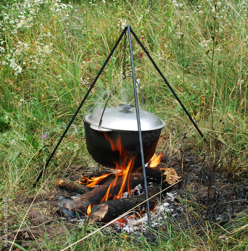 cauldron on a campfire