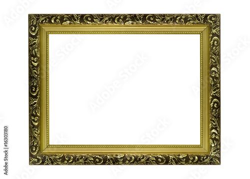 Empty Horizontal golden Frame for picture or portrait