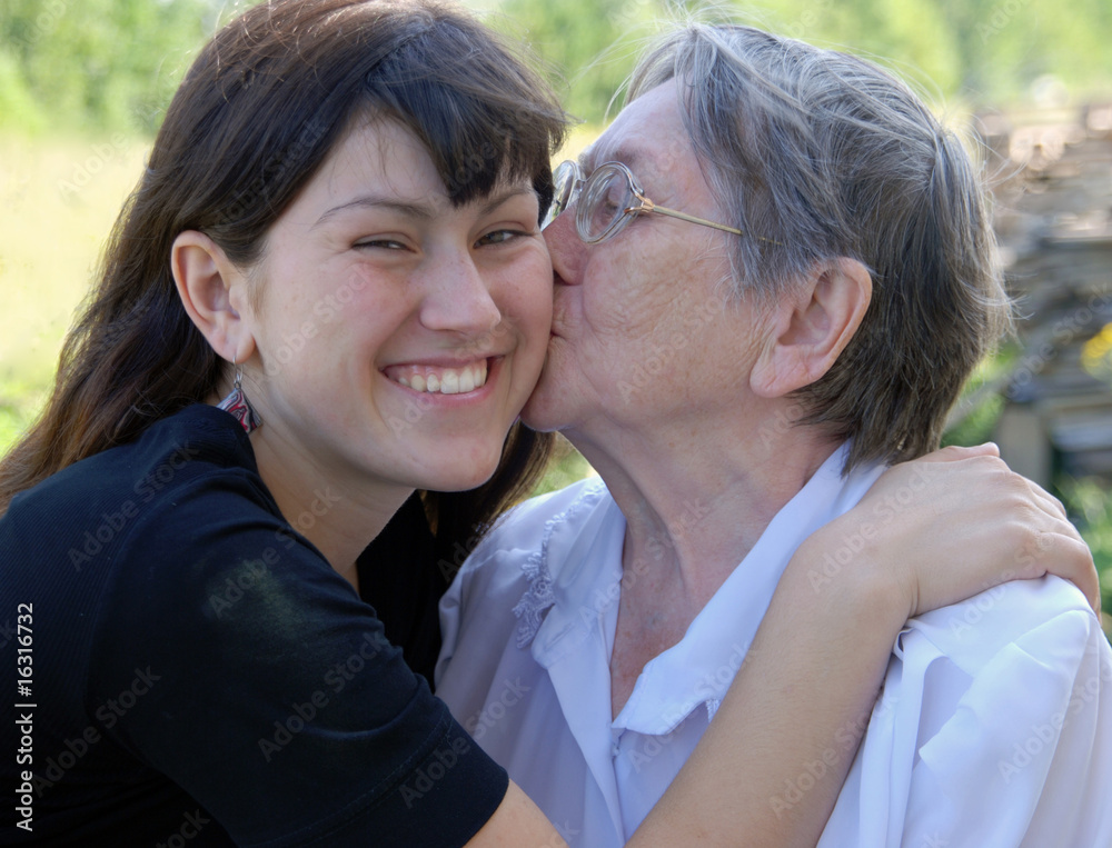 Happy grandmother and the grand daughter Happy grandmother and the grand daughter