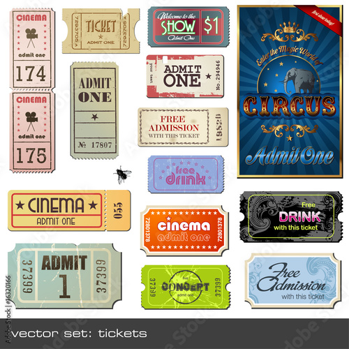 vector set: tickets in different styles