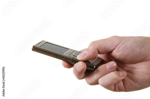 male hand holding mobile phone