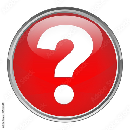 Circular button with Question Mark Symbol (vector; red)