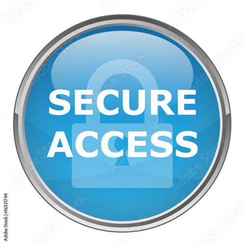 Circular "SECURE ACCESS" button (vector; blue)