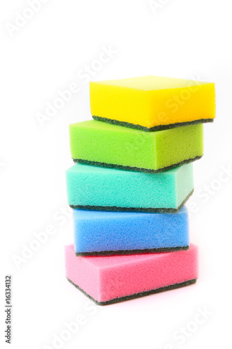 color sponges on white background.
