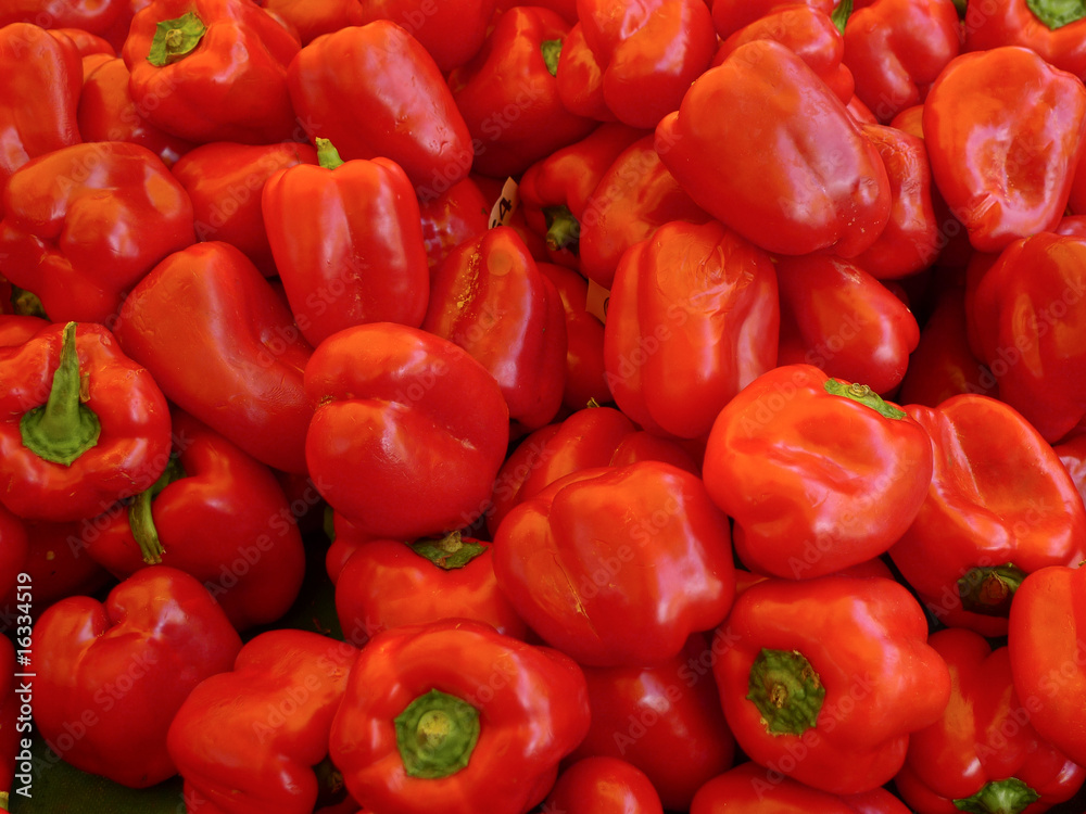 Fresh red peppers outdoor market Paris