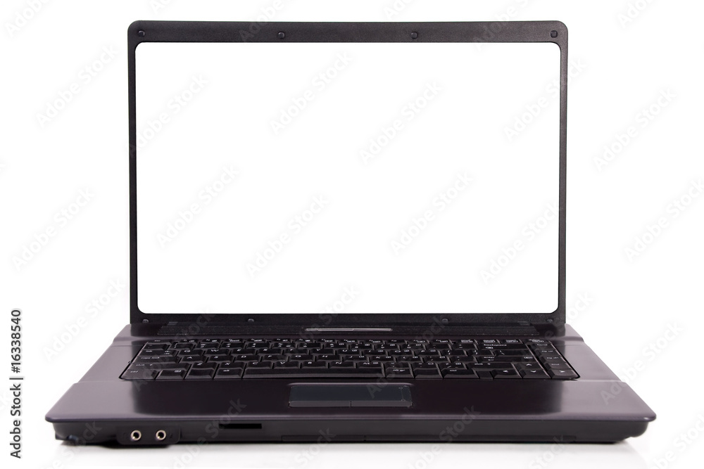 Modern and stylish black laptop isolated on white Modern and stylish black laptop isolated on white