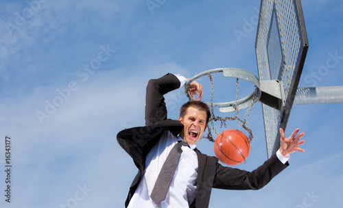 aggressive basketball player