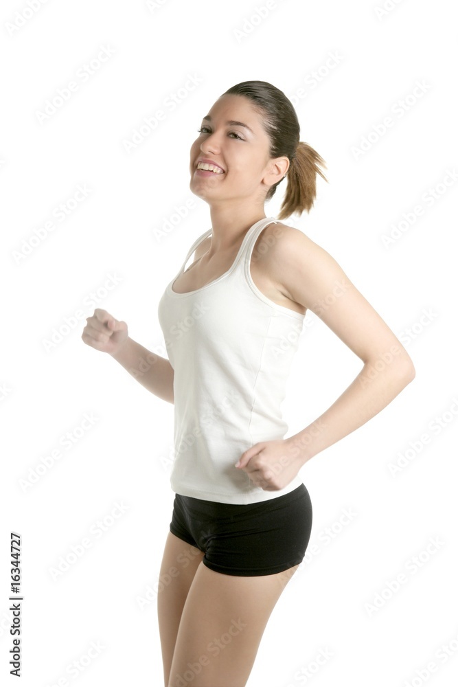 Beautiful young woman running sport at studio Beautiful young woman running sport at studio