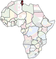 Fotobehang Tunesië Tunesië op landkaart van Afrika  © michal812