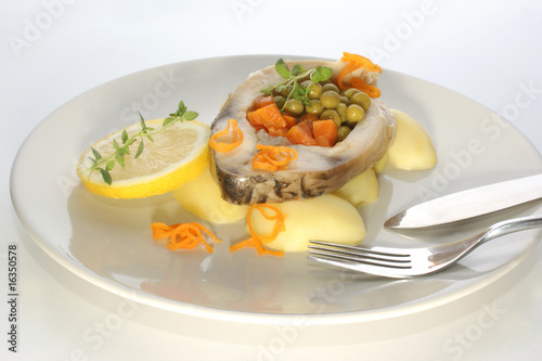 carp fillet with potato and vegetable