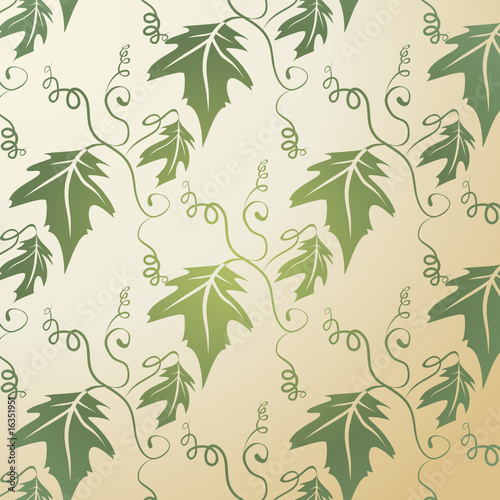 Illustration of a green vintage leaf pattern