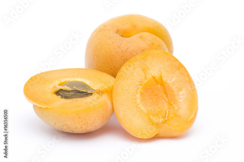 apricots on white background