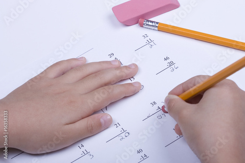 Slika na platnu Correcting an error on a subtraction problem.