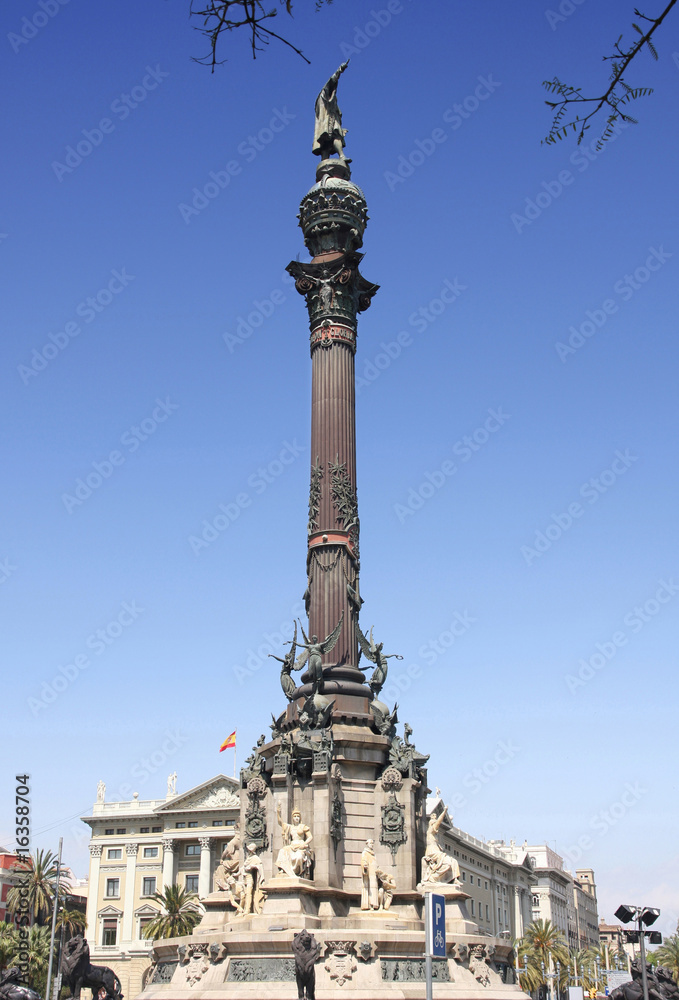 Statue Christopher Columbus city Barcelona
