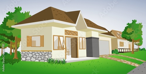 House graphic with green environment