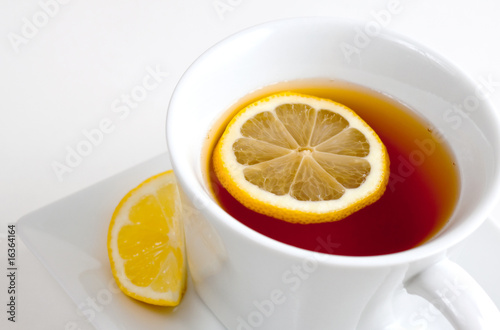 Inviting hot tea with lemon