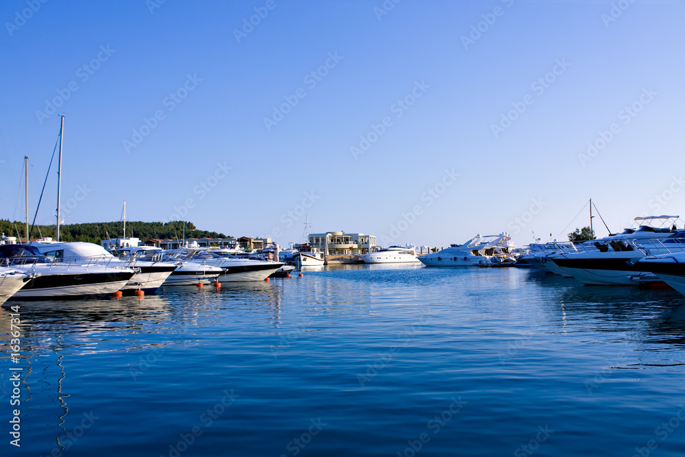 Luxury yachts in sea port