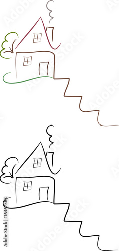 Zeichnung eines Hauses für Logo, Design, Web, ...