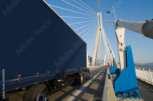 truck on bridge (You can use the side of trucks to insert a text photo