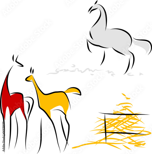Two foals and a racehorse