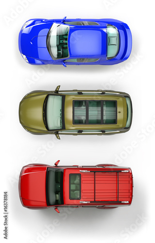Set of top-view cars