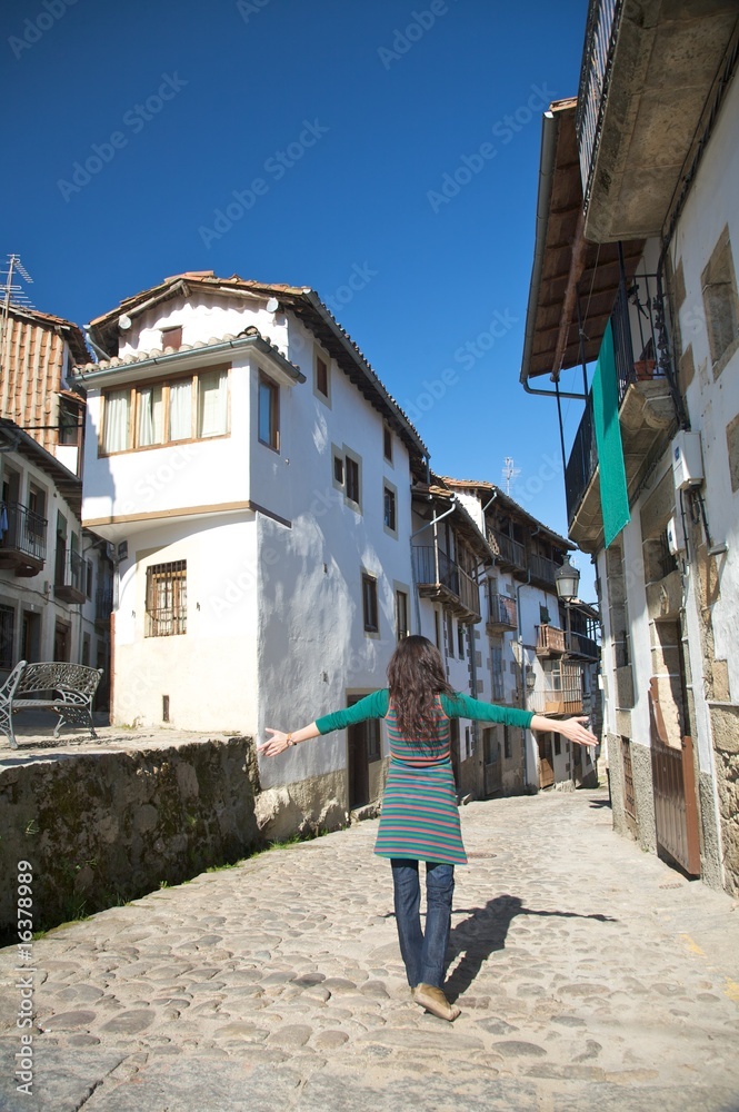 happy woman at candelario