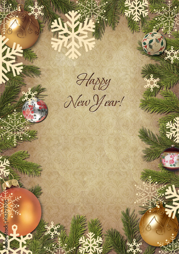 framework from branches of a Christmas tree