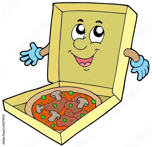 Cartoon pizza box