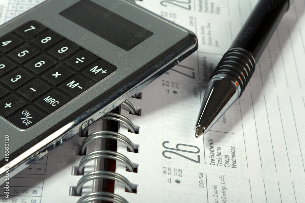composition with pen and office accessories composition with pen and office accessories
