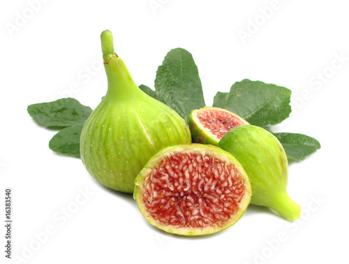 Fig red with green leaves photo