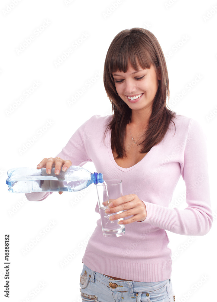 Woman pouring water in a glass