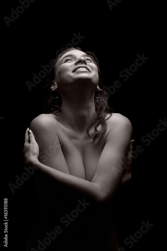 beautiful woman isolated on black