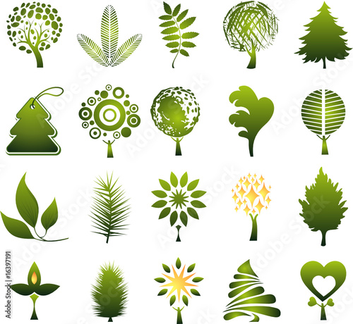 Set of design elements. Tree  and leaf.