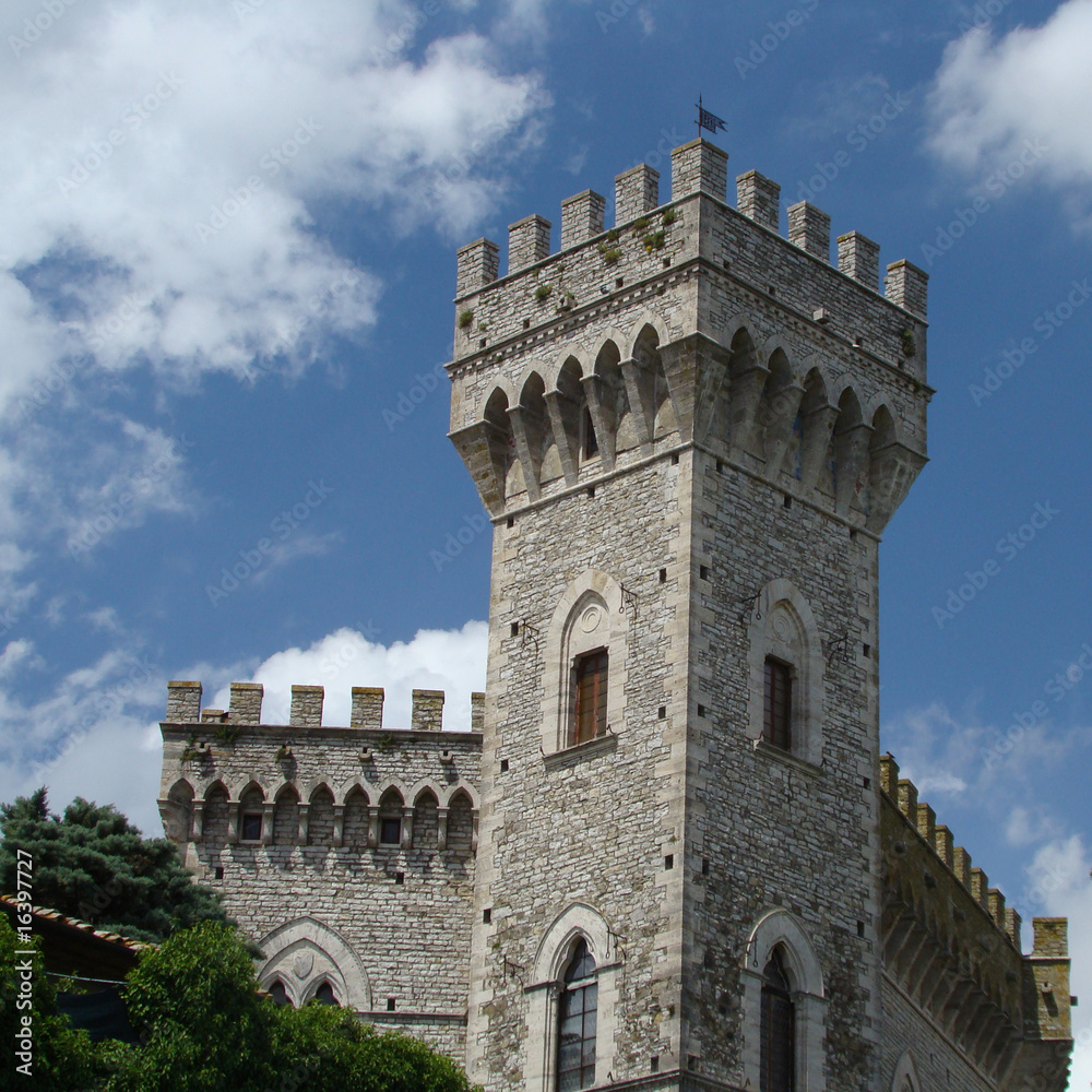 castle in tuscan town,  San Casciano dei Bagni