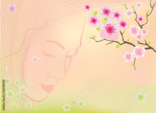 Sakura blossoms background vector with mesh  gradients