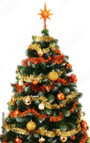 Decorated Christmas tree, studio shot