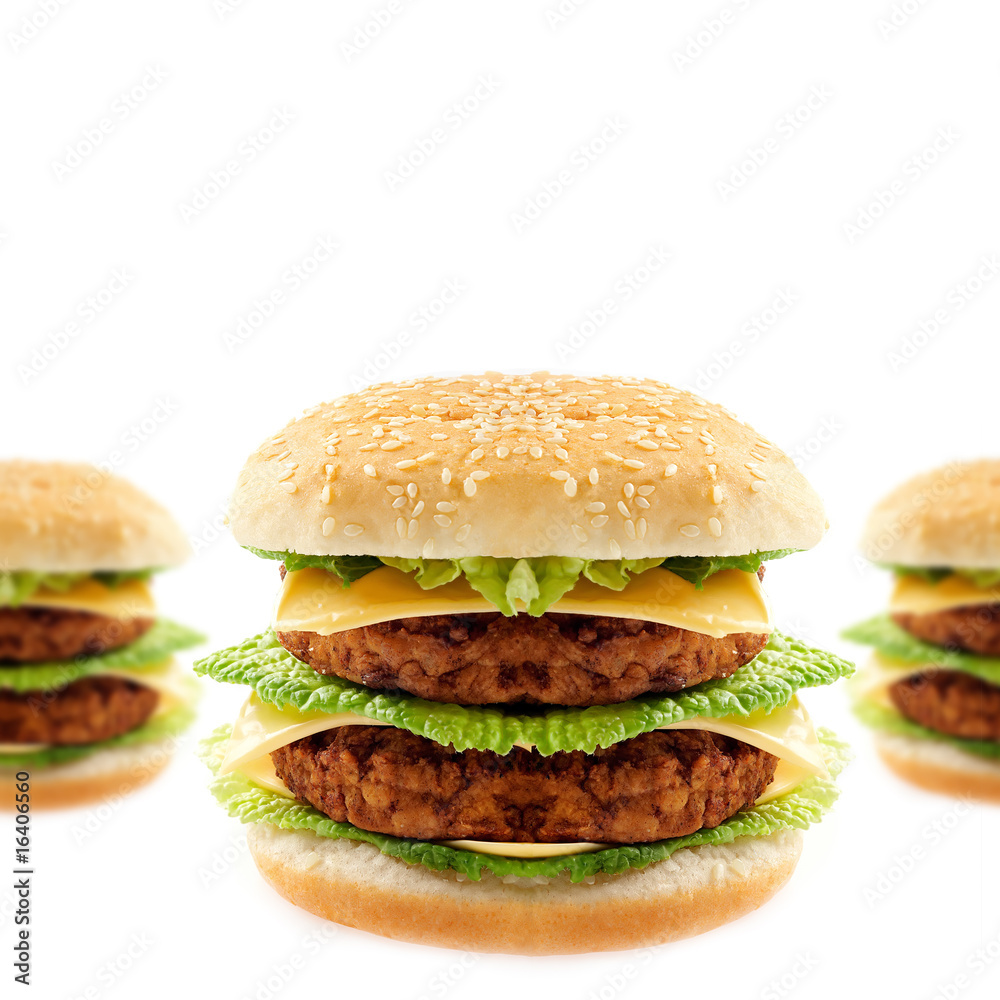 Tasty double hamburger on white background Tasty double hamburger on white background