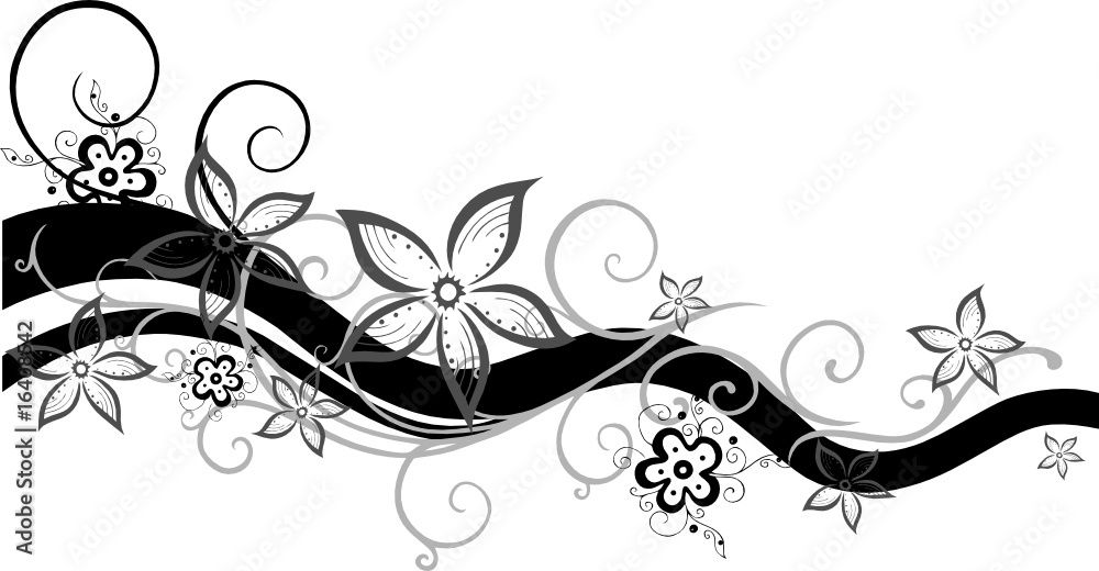 Ranke, Schnörkel, floral, ornamental mit Blumen Stock-Vektorgrafik ...