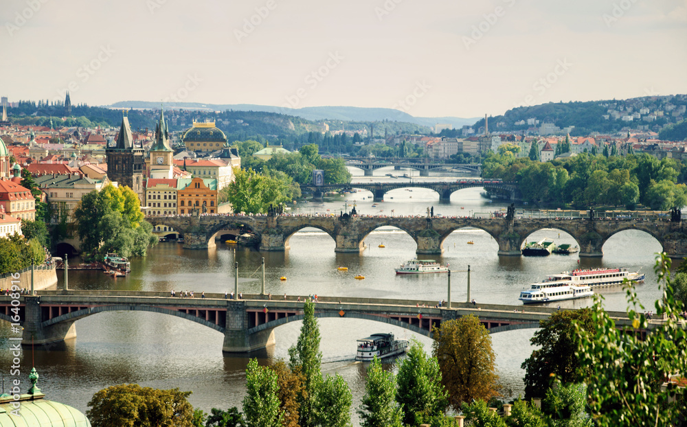 Obraz premium Prague briges from Letensky gardens