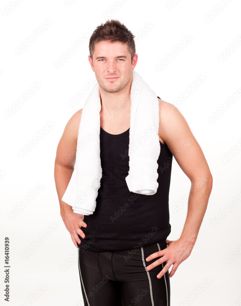 young athlethic man with a towel around him young athlethic man with a towel around him