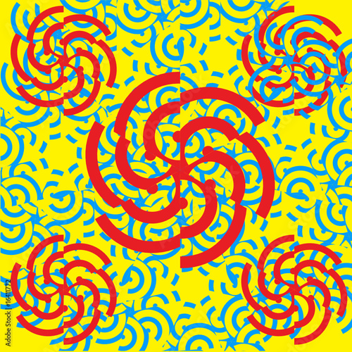chaotic grungy seamless bg of colorful arcs (tibetan like)