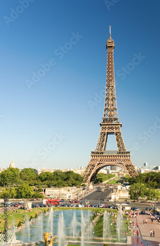 The Eiffel Tower seen from Trocadero. Paris, France