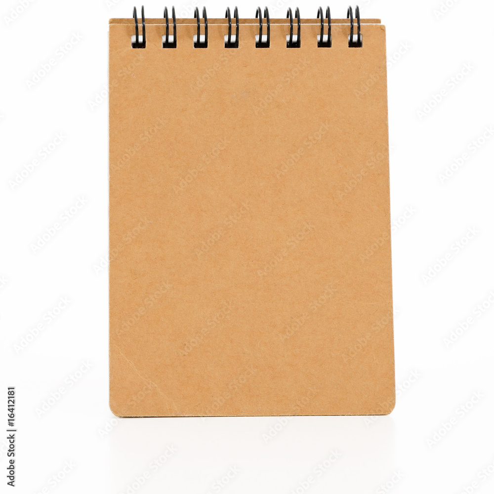Black spiral bound notepad isolated on white background