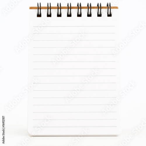 Black spiral bound notepad isolated on white background