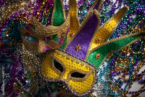 Mardi Gras Mask and Beads photo